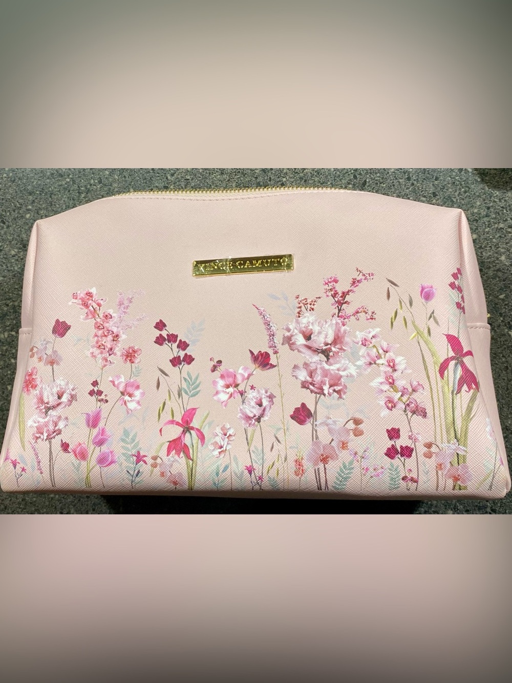 Vince Camuto Floral Pink Cosmetic Pouch - Women's Makeup Bag (Large)